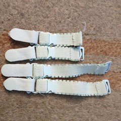 Vtg Rare Elastic Stocking Girdle/Garter clasps, Teal Set Of 4 long and short