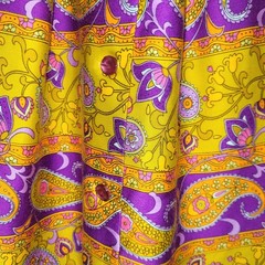 Psychedelic Purple Orange Yellow Paisley 70’s Button Up Maxi Bark Cloth Skirt