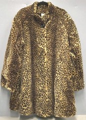 VINTAGE FAUX FUR CHEETAH SWING COAT SZ 18/20 KATY D KATHRYN DEENE