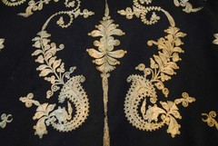 ANTIQUE TAPE LACE LADIES BLOUSE AND WOOL OTTOMAN METALLIC EMBROIDERY CAPELET