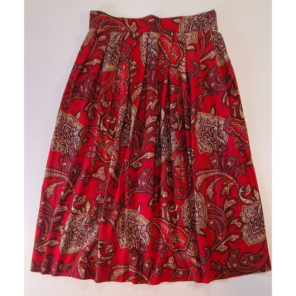 Vintage Kathie Lee A-Line Maxi Skirt Women’s Size 16 Paisley Pleated Made In USA
