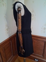 Vintage 1950s/1960s Mid-century Little Black Fringed Wiggle Cocktail Dress
