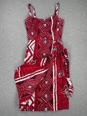 VINTAGE 50’s Hawaiian Red White Cotton Sarong Dress Pin Up VLV Retro Rockabilly