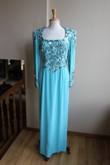 NWT Oleg Cassini Black Tie Vintage Long Heavily Beaded Formal Gown Dress 8