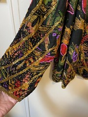 Jasdee Vintage Jacket Open Front Domin Sleeve Hand Work Beading Hand Print Silk