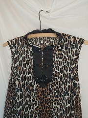 Vtg VANITY FAIR LEOPARD Nightgown Silky NYLON Shift Gown Dress 60s 70s Black S