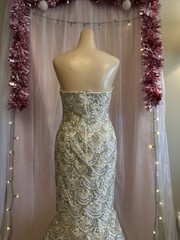 Vintage Y2K 2000s Prom Dress Mermaid Sequins Strapless Fairy Ombre Formal S