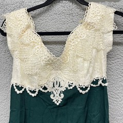 Vtg Scott McClintock Dress Womens 10 Green Eyelet Lace Long Victorian Style 80’s