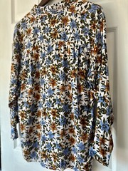 Vintage 90’s Nordstrom BRASS PLUM Floral Button Up Blouse Women’s Medium Rayon