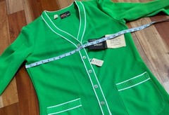 NWT 70 VINTAGE RUSS DUPONT DACRON SZ 12 POLYESTER GREEN DEADSTOCK SWEATER JACKET