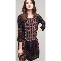 Anthropologie VANESSA VIRGINIA Kaleidoscope Beaded Shirtdress Dress Medium