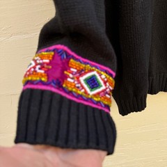 Cedars Woman Vintage Beaded Fringe Sweater XL 2x Black Southwest Art to Wear