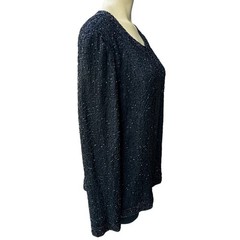 VTG Laurence Kazar Jacket Blazer 100% Silk Women’s Size Large Beaded Black