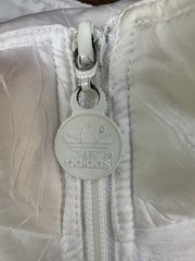 Vintage ups Adidas Original Womans White Nylon Retro Crinkle Short Jacket S/M
