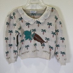 Vintage Kitsch Cottagecore Carrot Sweater Loft Size S Scalloped Eyelet Collar