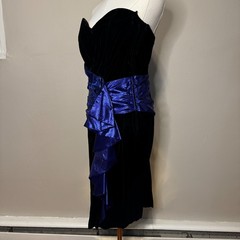 VINTAGE 80s Jessica McClintock Gunne Sax Velvet Metallic Strapless Dress SZ 11