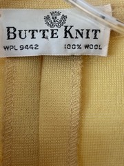 Vtg. 60’s Butte Knit Butter Yellow Wool Double Knit Coat Dress M/L Gold Buttons