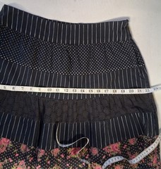Candies Vintage Womens Size 7 Tiered Black Polka Dot Striped Floral Lace Trim