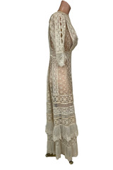 Antique Edwardian 1900’s Ecrew Lace Tea Dress Bridal Dress Delicate Ivory AS IS