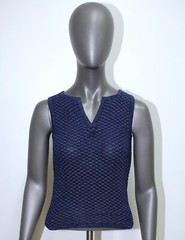 Vintage 1970s Blue Lurex Mesh Tank Top COURREGES Paris Size XS Made in France