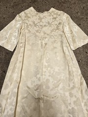 Vintage 60s Cream Bridal Brocade Roses Opera Coat Evening Wedding sz XS