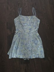 Vintage Sea Weeds Floral Skort Romper Women’s Size 10 Blue Purple Summer Dress