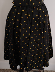 Vtg 80’S does 50’s DRESS Women’s Cocktail Evening Black Gold Polka Dot Retro 6/9