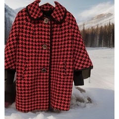 Vintage Betty Rose Coat lined Houndstooth Single Breasted 44″ chest M/L