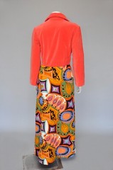 Vintage 1970s Psychedelic Print Quilted Silk Velvet Maxi Skirt Dress Boho Hippie