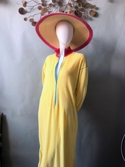 Rare Vintage 70s 80s CLOVIS RUFFIN Boutique Yellow Terry Cloth Robe Caftan M L