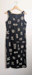 90s Rayon Blend Sleeveless Maxi Dress S Black White Eclectic Artsy Boho Tank Y2K
