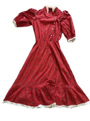 Prairie Dress Shawl & Bonnet Junior Sz 7 Union Made Pioneer Costume Made In USA