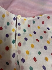 Vintage Women’s Top Sleeveless Blouse White Rainbow Harlequin Sheer 60s Mod Sz S