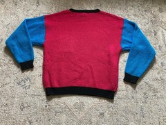 Vtg 80s 90s Streetwear Womens L Color Block Chunky Knit Sweater Glam Barbie Pink