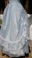 Vtg 80s Gunne Sax Blue Polka Dot Prom Princess Off Shoulder Dress Gown Xs