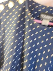 Navy Blue Polka A-Line Secretary Dress Tabby of California 14 Petite Vintage 80s