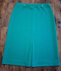 Vintage 70s DEVON Doubleknit POLYESTER SKIRT Green Sz 12 Large
