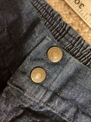 Vtg 1970s Militaires 12.5” Bell Bottom Denim Jeans W/ Cinch Waistband 28” X 33”