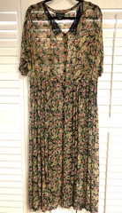 Vintage Nostalgia Sheer Floral Button Up Dress Prairie Cottagecore Style Large