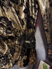 Vintage 80s Disco Gold Black Velvet Puff Sleeve Top Mister Jay Size S with TAGS