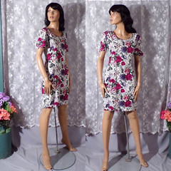 Vintage 90s Floral Dress Size Medium 1990s Retro Drew Barrymore Style Chic Mini