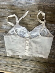 Vintage Bra Sarong Inc Bustier Back 34 B White Lace Intimates 1960s Or 1970s