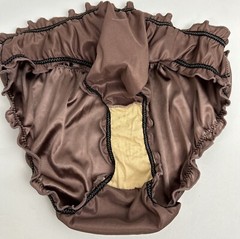 Glossy Butter Second Skin Satin Bikini Panties Sissy Wet Look Silky Ruffles M/L