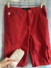 Rocawear Boys Size 14 Red Cargo Shorts 29 Waist Y2K Vintage Sun-Faded Womens 6-8