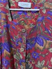 Vintage Floral Jumpsuit Womens S L Fashions Red Purple Whimsigoth 80s 90s