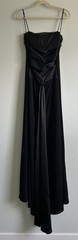 Vintage 90s Black Prom Formal Gown Satin Sexy Back Long Size 9/10