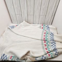 VTG EDDIE BAUER Sweater Womens Med DUCK GOOSE GEESE Hearts Flowers Cardigan