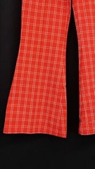 Vintage 1970s red plaid bellbottoms, white orange cotton Dickies pants jeans M