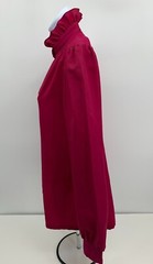 Vintage Judy Bond Button Up Purple / Red Blouse High Collar Ruffle Front Size 12