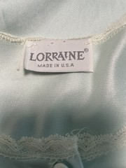 Vintage Lorraine Light Aqua Flowing Silky Anthron Nylon Nightgown Lace Small